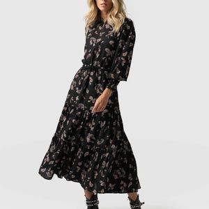 Saint + Sofia Olivia Zip up Maxi Dress Kashmir Paisley Cottagecore